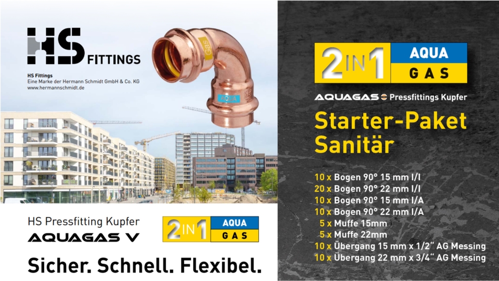 Aquagas V Kupfer-Pressfitting